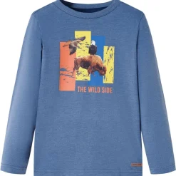 vidaXL Camiseta infantil de manga larga azul mélange 116 Outlet