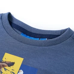 vidaXL Camiseta infantil de manga larga azul mélange 116 Outlet