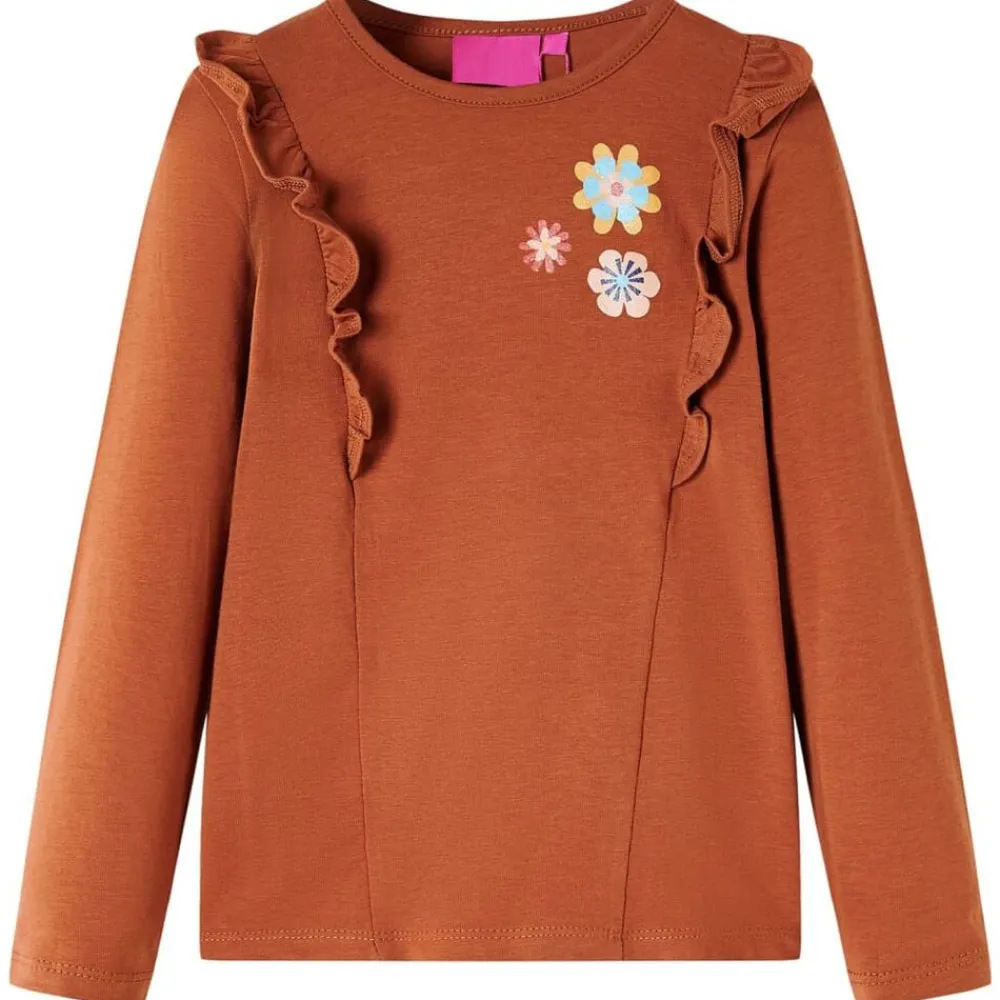 vidaXL Camiseta infantil de manga larga color coñac 104 Coñac Online