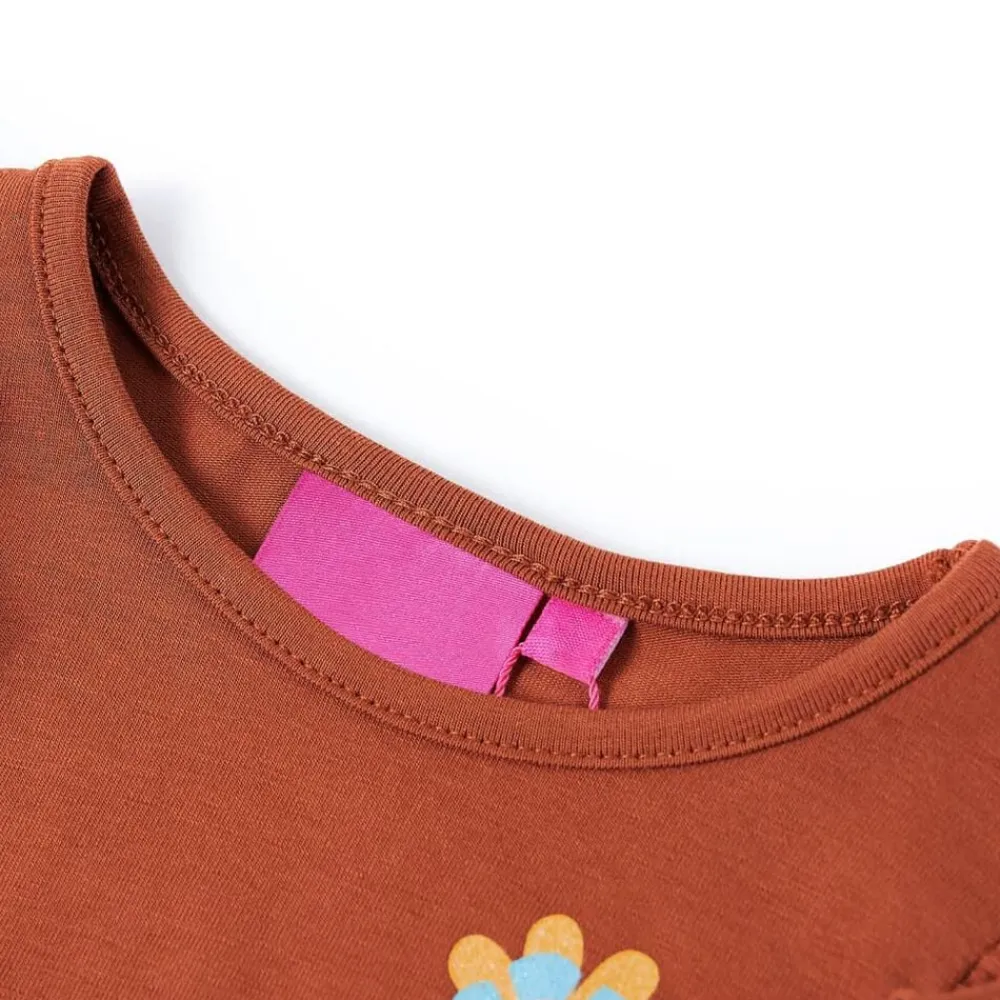 vidaXL Camiseta infantil de manga larga color coñac 104 Coñac Online
