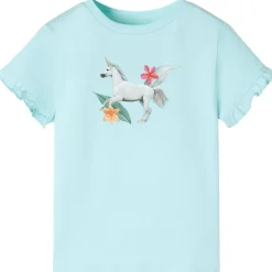 vidaXL Camiseta infantil de manga corta 104 Verde agua Outlet