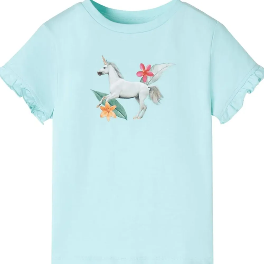 vidaXL Camiseta infantil de manga corta 104 Verde agua Outlet