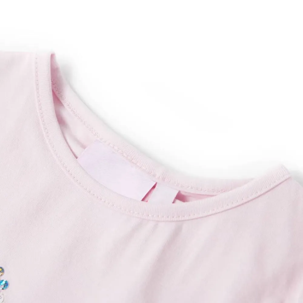 vidaXL Camiseta infantil de manga casquillo rosa suave 104 Rosa claro