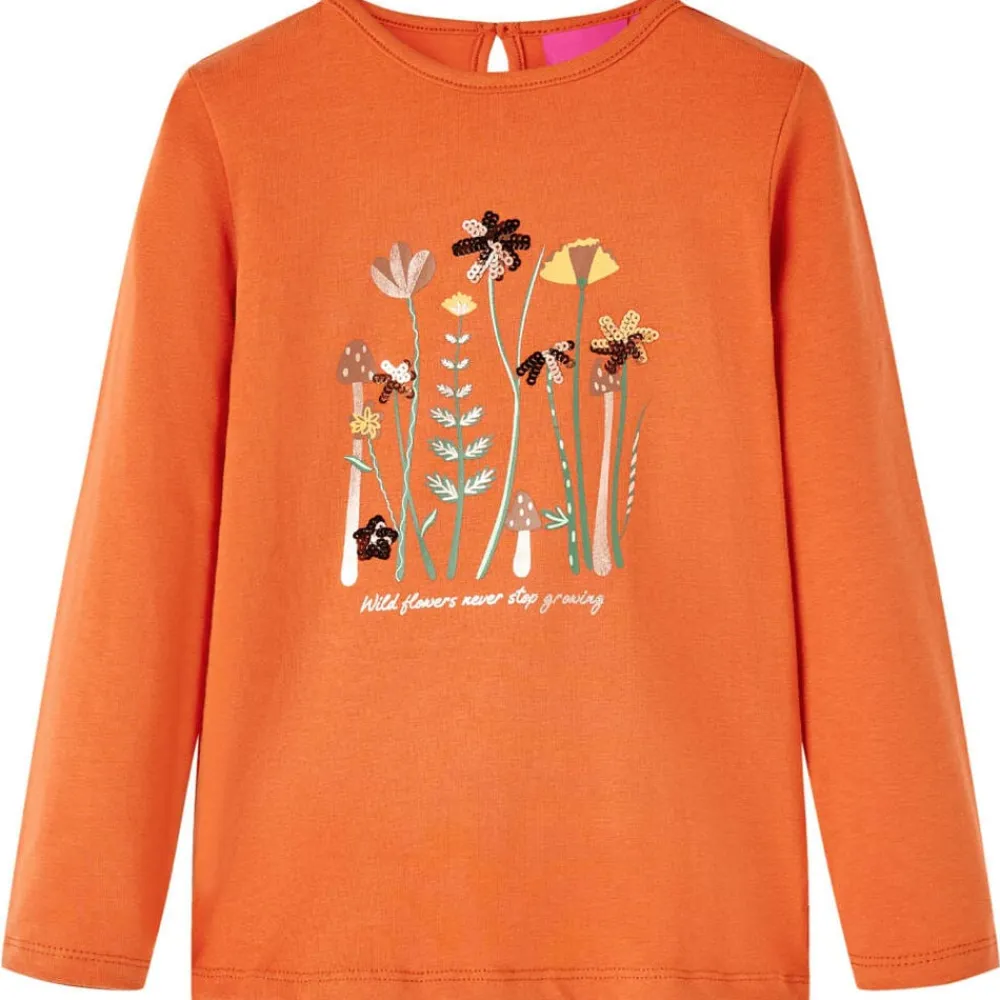 vidaXL Camiseta infantil de manga larga tostado 92 Naranja New