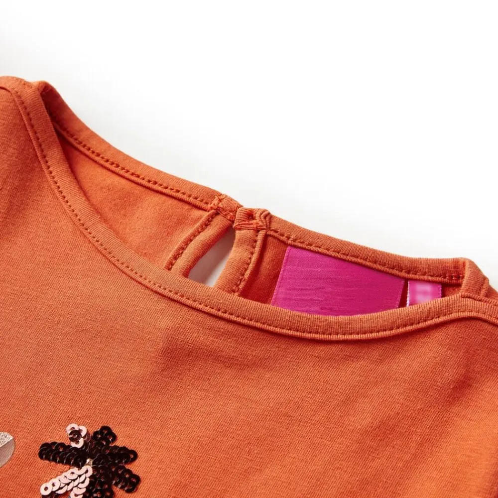 vidaXL Camiseta infantil de manga larga tostado 92 Naranja New