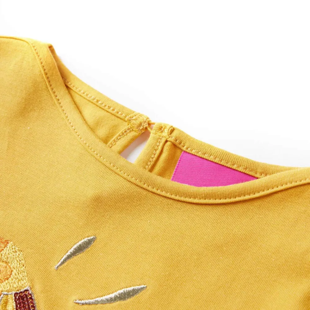 vidaXL Camiseta infantil de manga larga oscuro 104 Ocre Hot