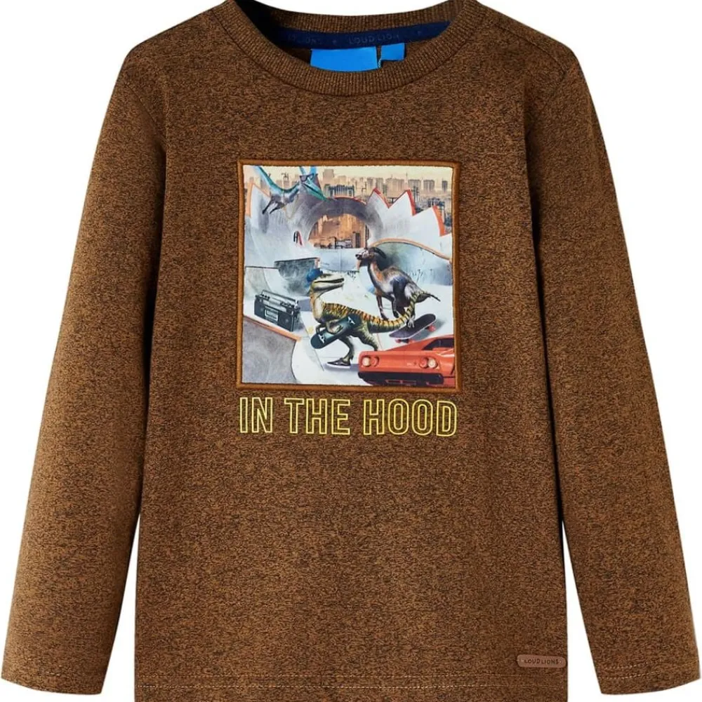 vidaXL Ropa Y Accesorios-Camiseta infantil de manga larga color coñac mélange 104