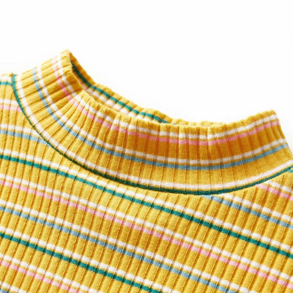 vidaXL Camiseta infantil de manga larga cuello alto color 104 Ocre Clearance
