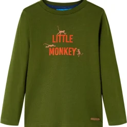 vidaXL Camiseta infantil de manga larga oscuro 104 Caqui Sale