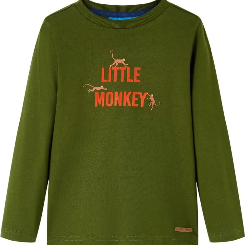 vidaXL Camiseta infantil de manga larga oscuro 104 Caqui Sale