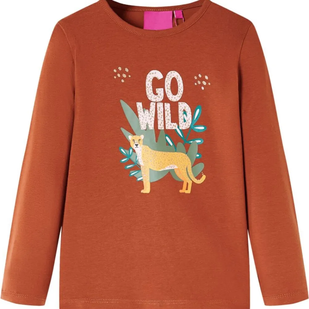 vidaXL Camiseta infantil de manga larga color coñac 104 Coñac Hot