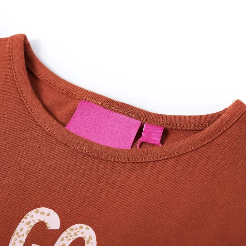 vidaXL Camiseta infantil de manga larga color coñac 104 Coñac Hot
