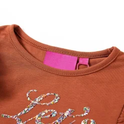 vidaXL Ropa Y Accesorios-Camiseta infantil de manga larga color coñac 128