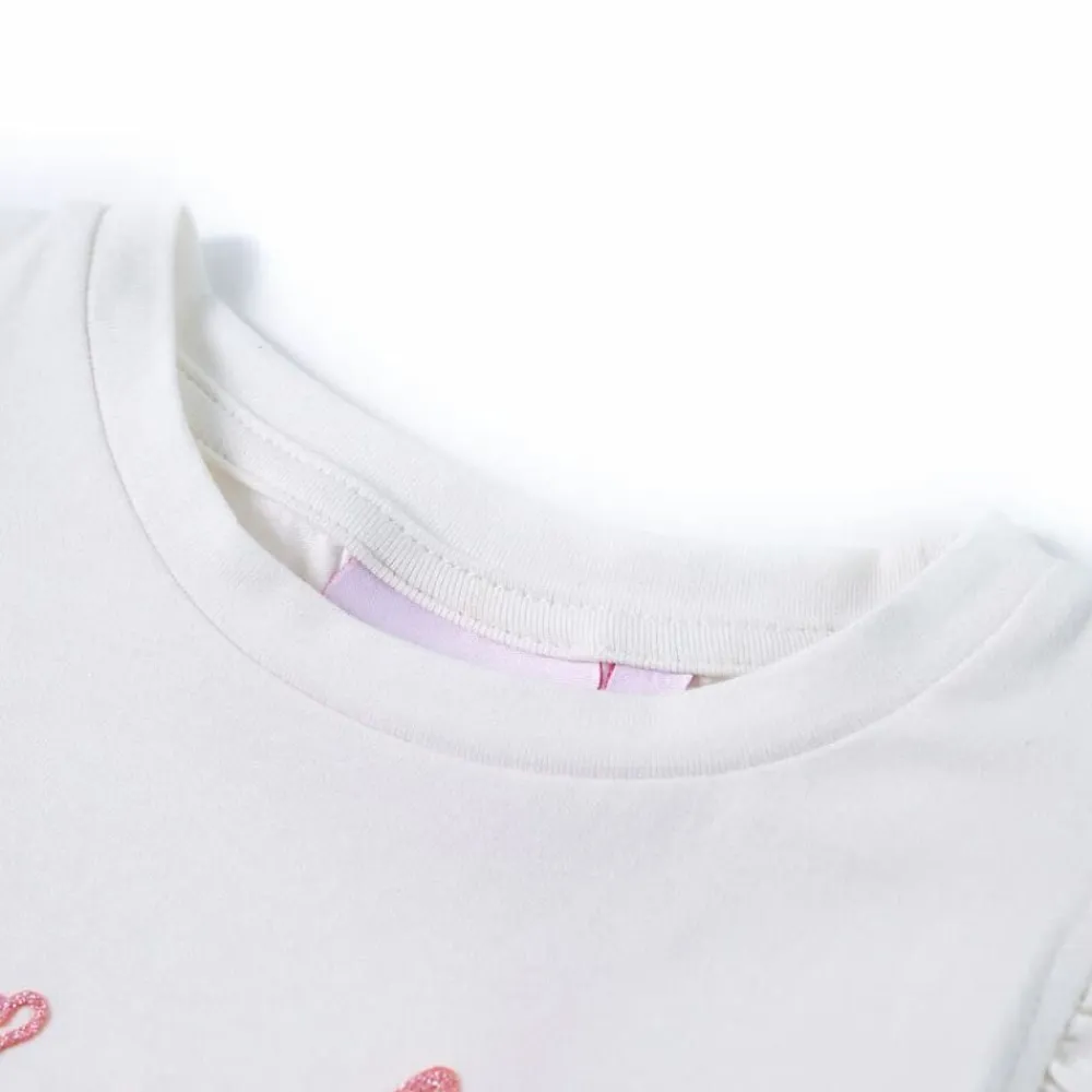 vidaXL Camiseta infantil de manga volante 140 Crudo Hot