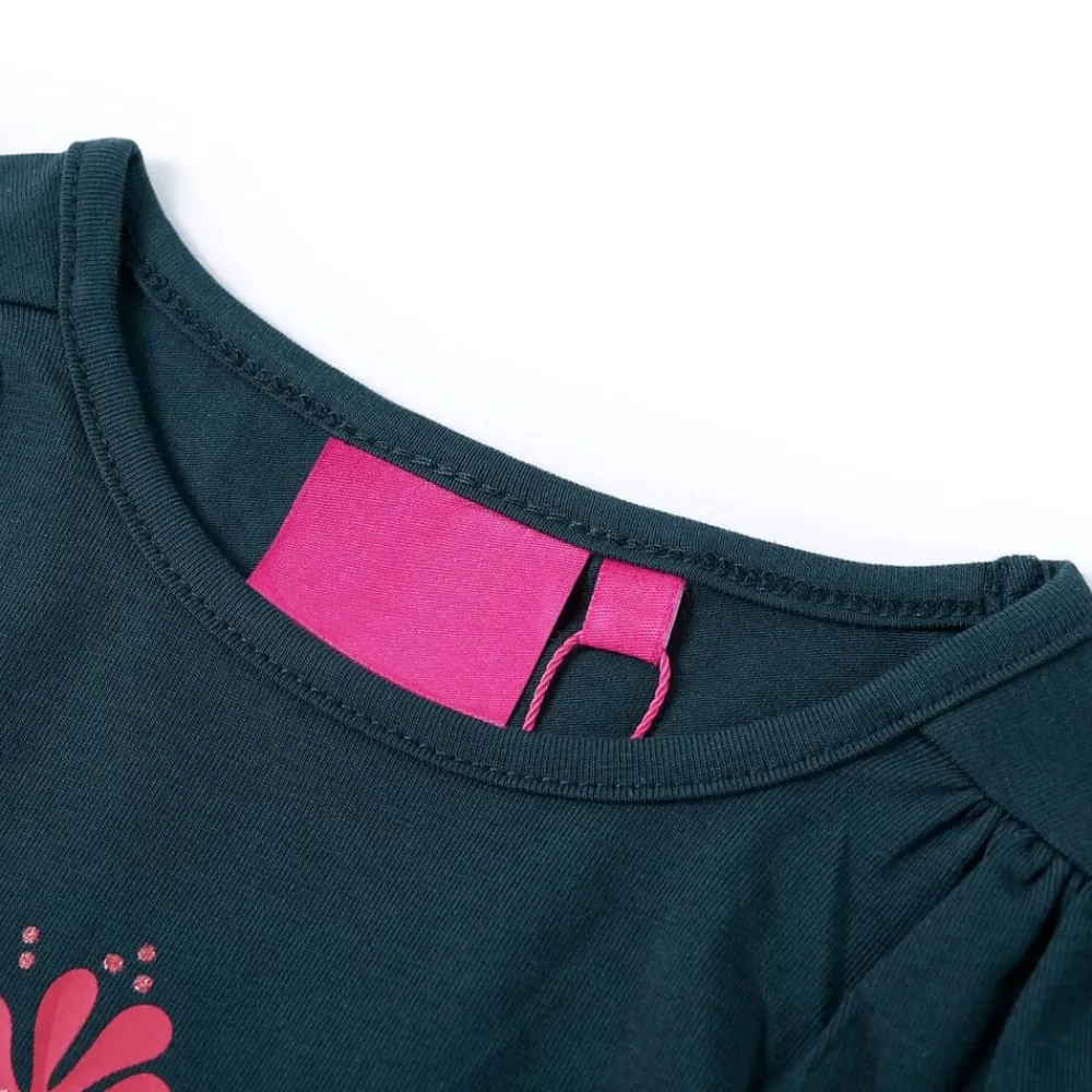 vidaXL Camiseta infantil de manga larga oscuro 104 Verde