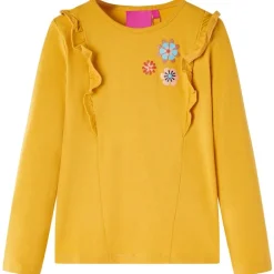 vidaXL Camiseta infantil de manga larga oscuro 104 Ocre Hot