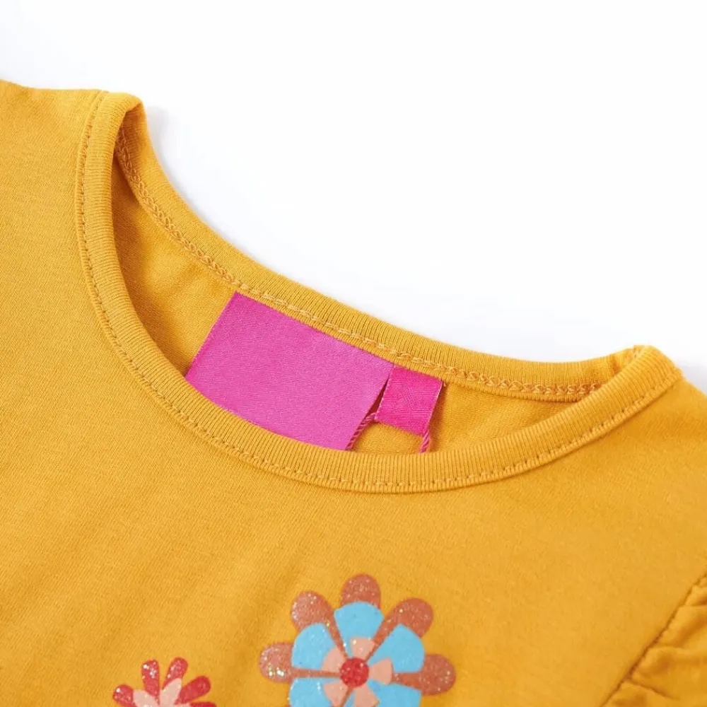 vidaXL Camiseta infantil de manga larga oscuro 104 Ocre Hot