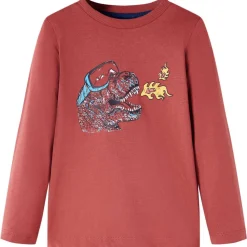 vidaXL Camiseta infantil de manga larga rojo tostado 104 Discount