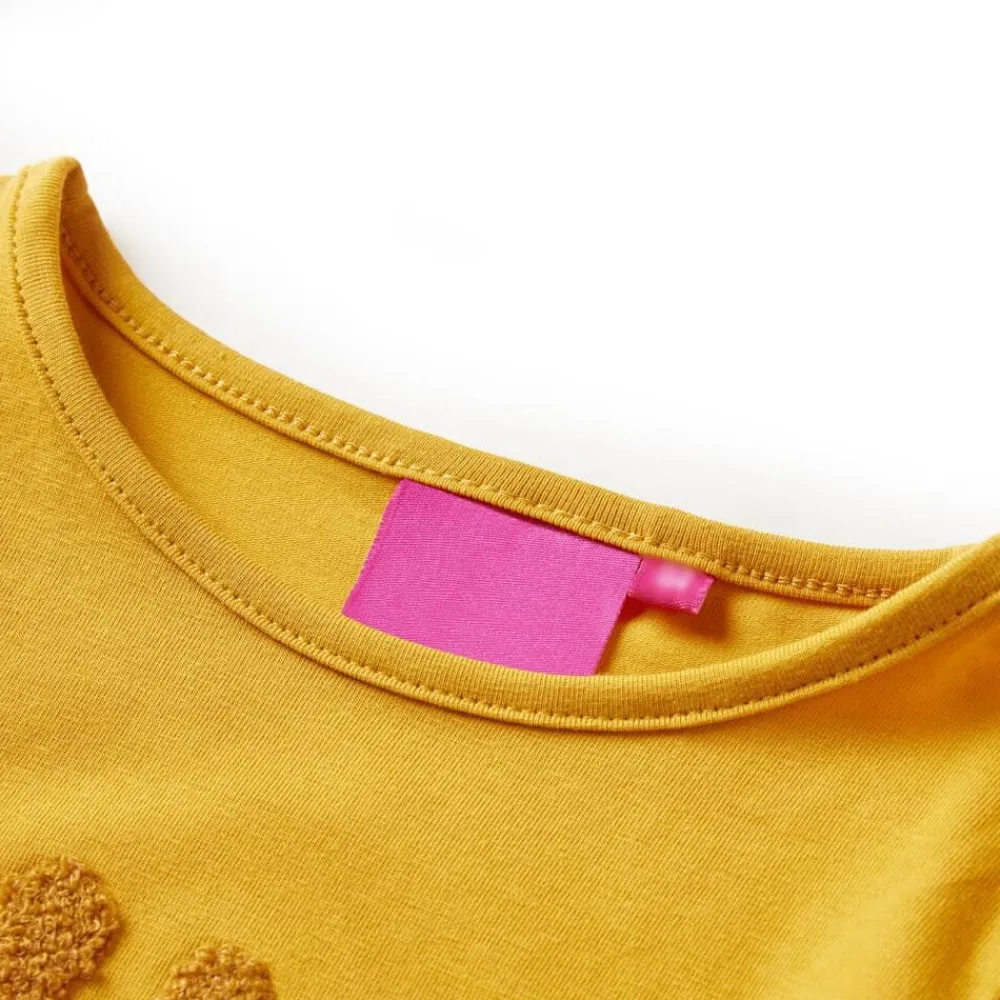vidaXL Camiseta infantil de manga larga oscuro 104 Ocre Best