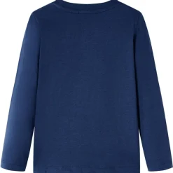 vidaXL Camiseta infantil de manga larga azul marino melange 140 Discount