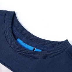 vidaXL Camiseta infantil de manga larga azul marino melange 140 Discount
