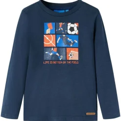 vidaXL Camiseta infantil de manga larga azul marino mélange 104 Clearance