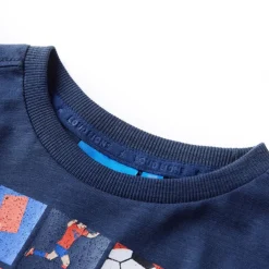 vidaXL Camiseta infantil de manga larga azul marino mélange 104 Clearance