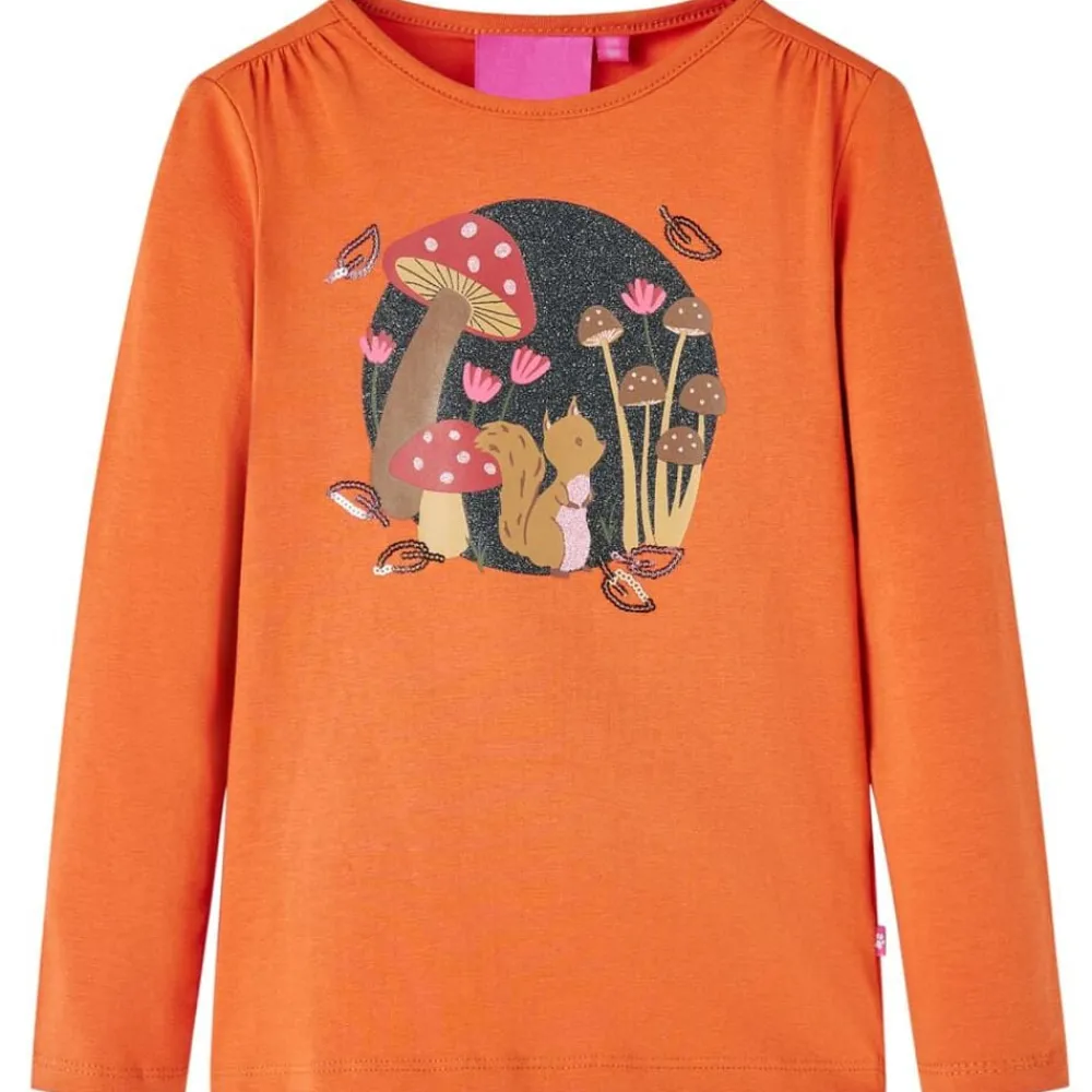 vidaXL Camiseta infantil de manga larga tostado 92 Naranja