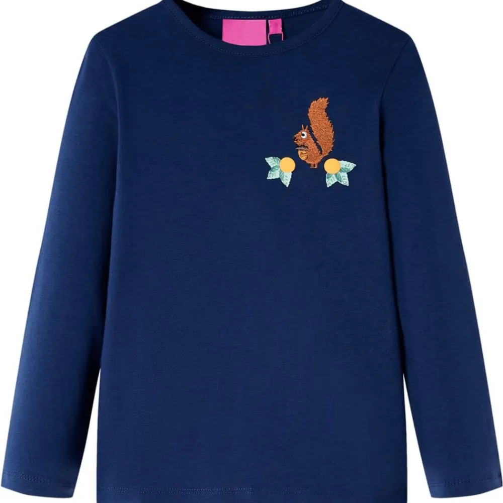 vidaXL Camiseta infantil de manga larga 104 Azul marino Clearance