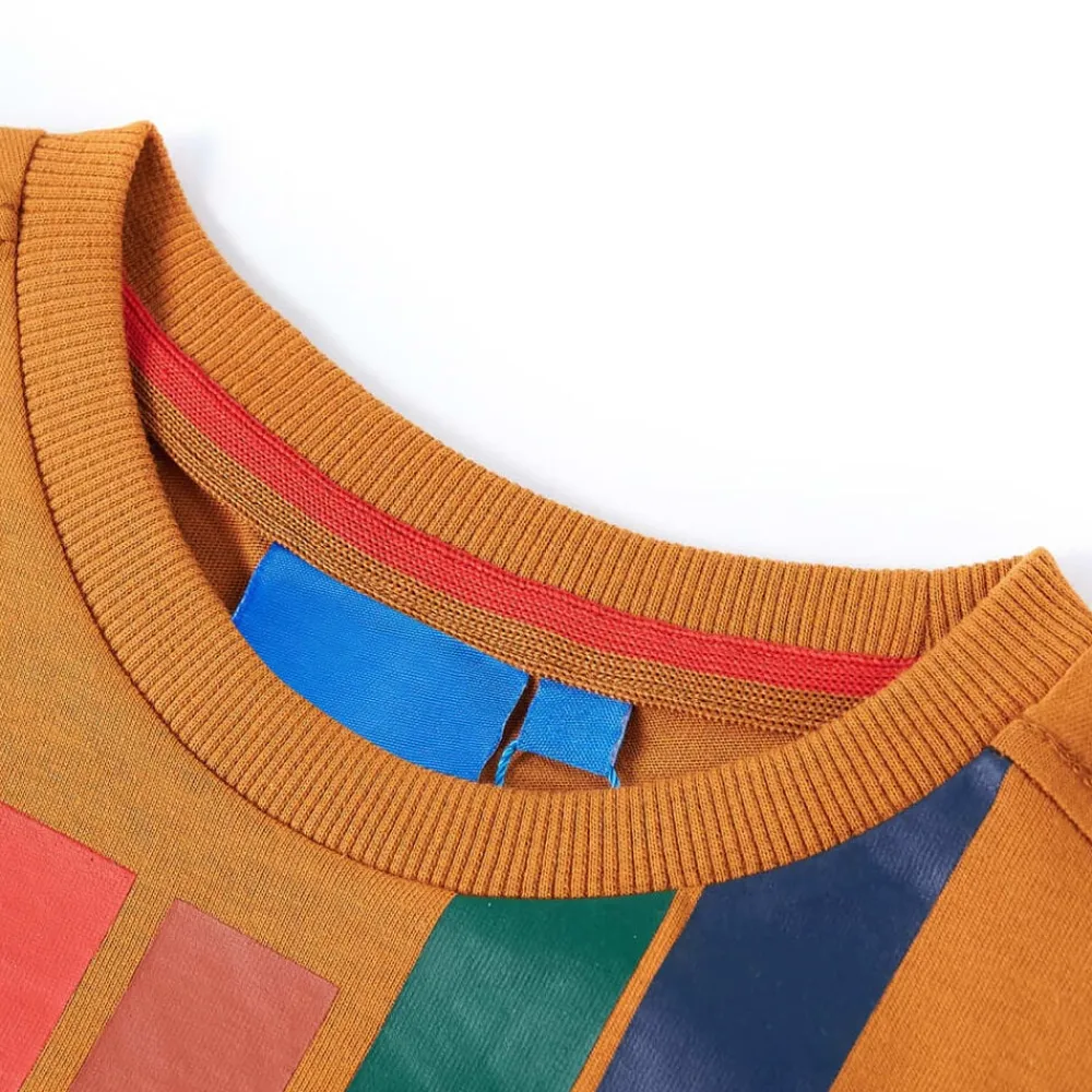 vidaXL Camiseta infantil de manga larga oscuro 104 Ocre Best