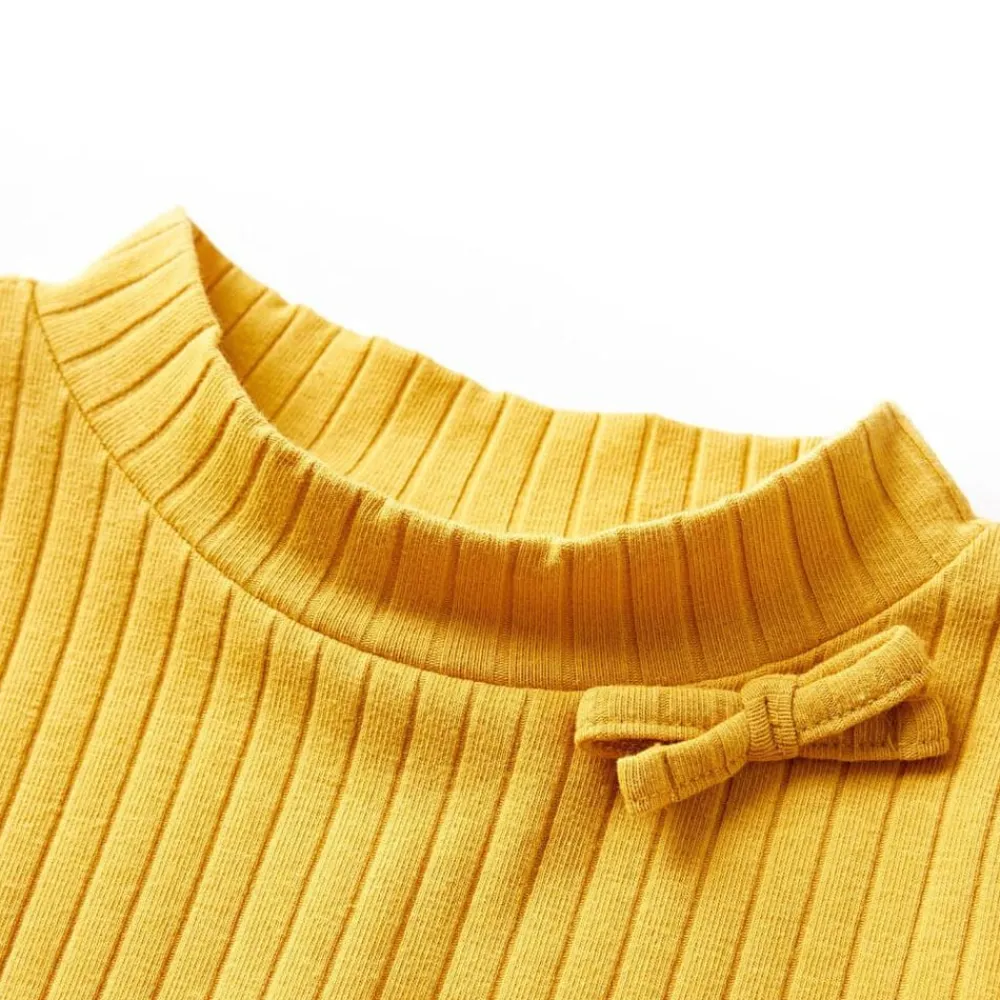vidaXL Camiseta infantil manga larga de punto elástico oscuro 92 Ocre Hot