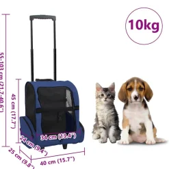 vidaXL Carro plegable para mascotas multiusos Azul