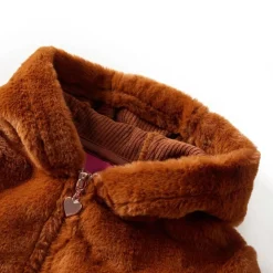 vidaXL Ropa Y Accesorios-Chaqueta infantil con capucha pelo sintético color coñac 92