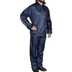 vidaXL Chubasquero impermeable pantalón sudadera hombre marino L Azul Best
