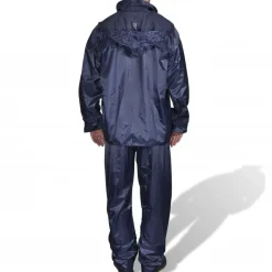 vidaXL Chubasquero impermeable pantalón sudadera hombre marino L Azul Best