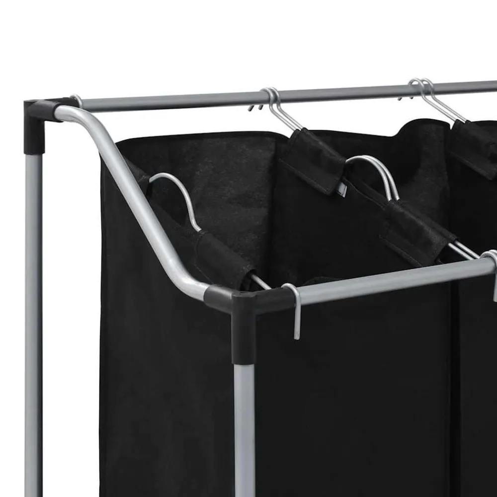 vidaXL Productos Del Hogar-Clasificador de lavandería con 4 bolsas de color gris