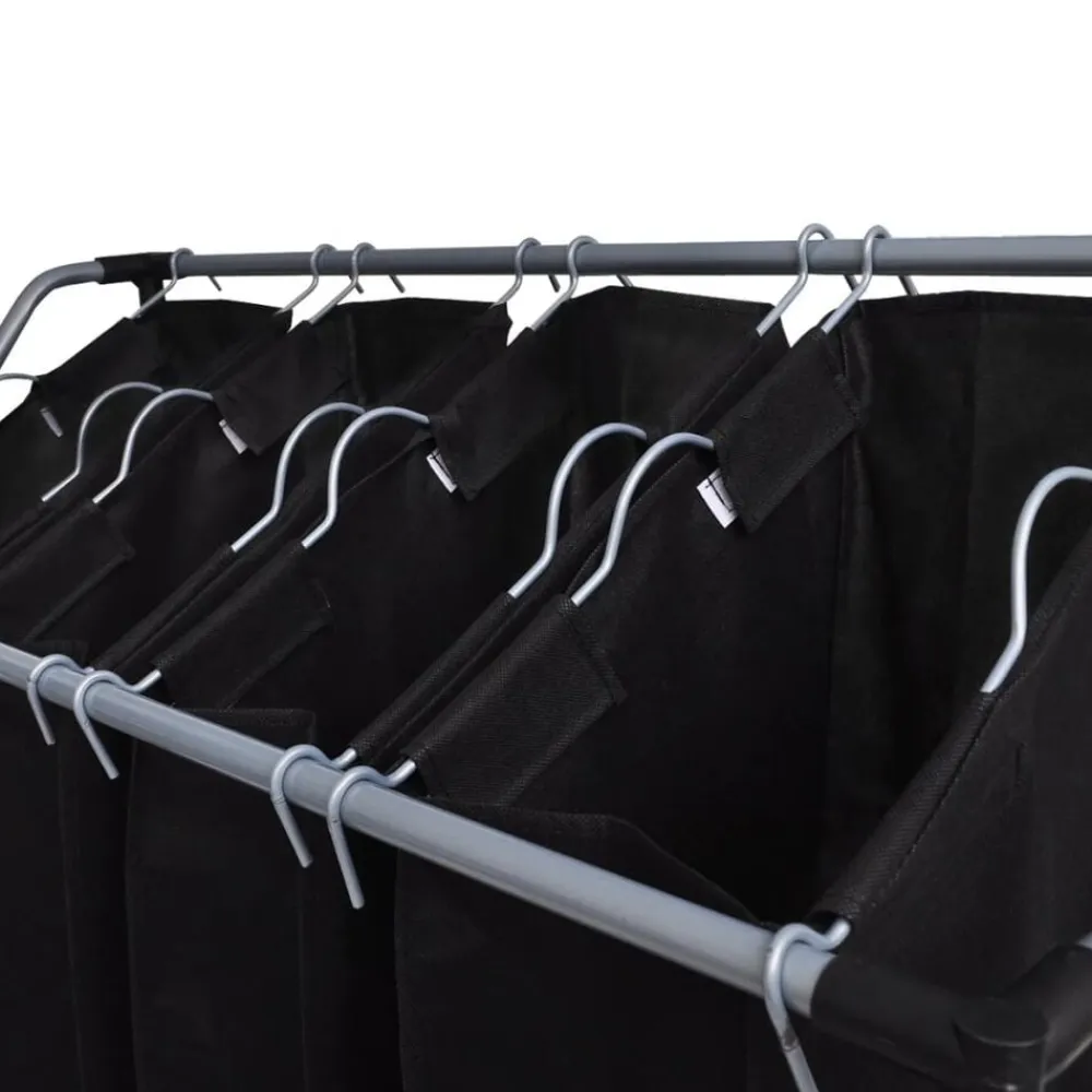 vidaXL Productos Del Hogar-Clasificador de lavandería con 4 bolsas de color gris