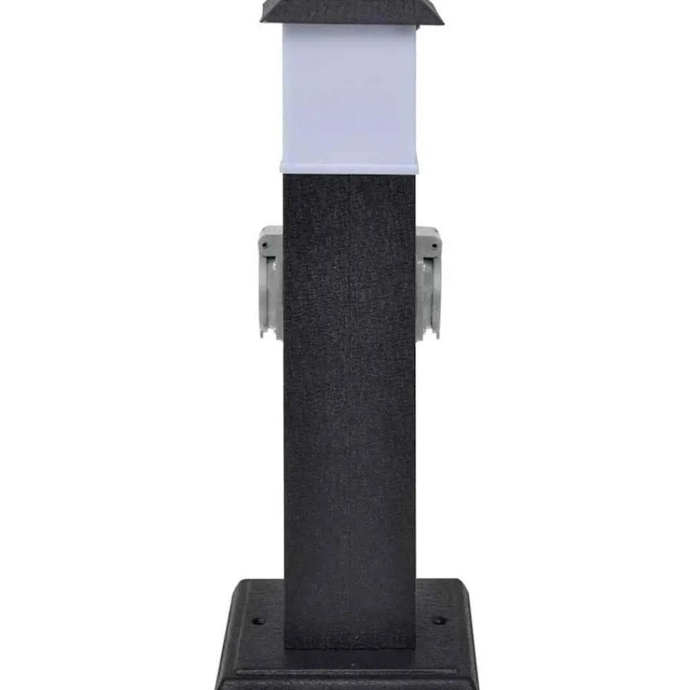 vidaXL Columna con enchufes y lámpara para el jardín negra Negro Online