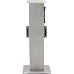 vidaXL Columna de acero inoxidable con enchufe y temporizador para el jardín Plateado Sale