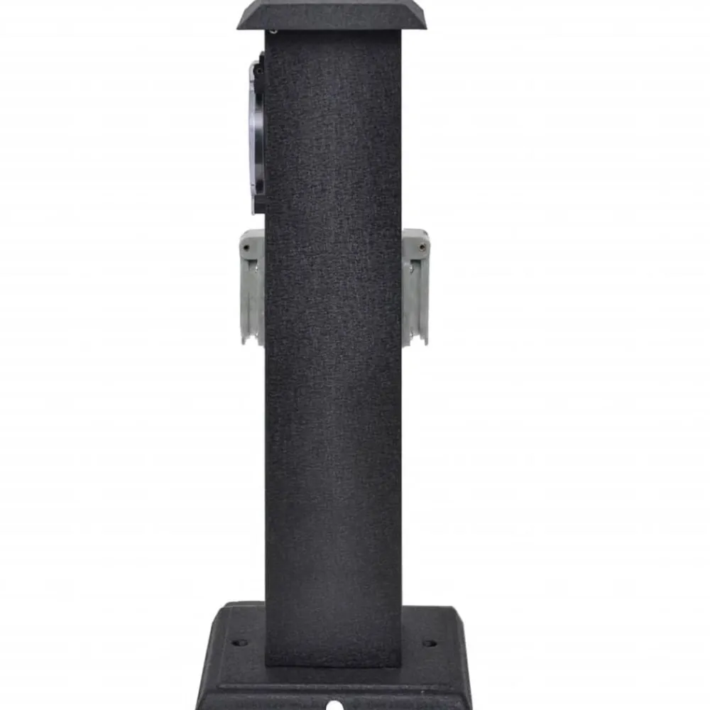 vidaXL Suministros Eléctricos-Columna negra con enchufe y temporizador para el jardín