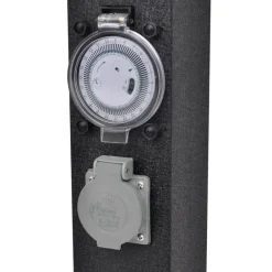 vidaXL Suministros Eléctricos-Columna negra con enchufe y temporizador para el jardín