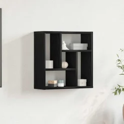 vidaXL Estante de pared de madera ingeniería 45x16x45 cm Roble negro Sale