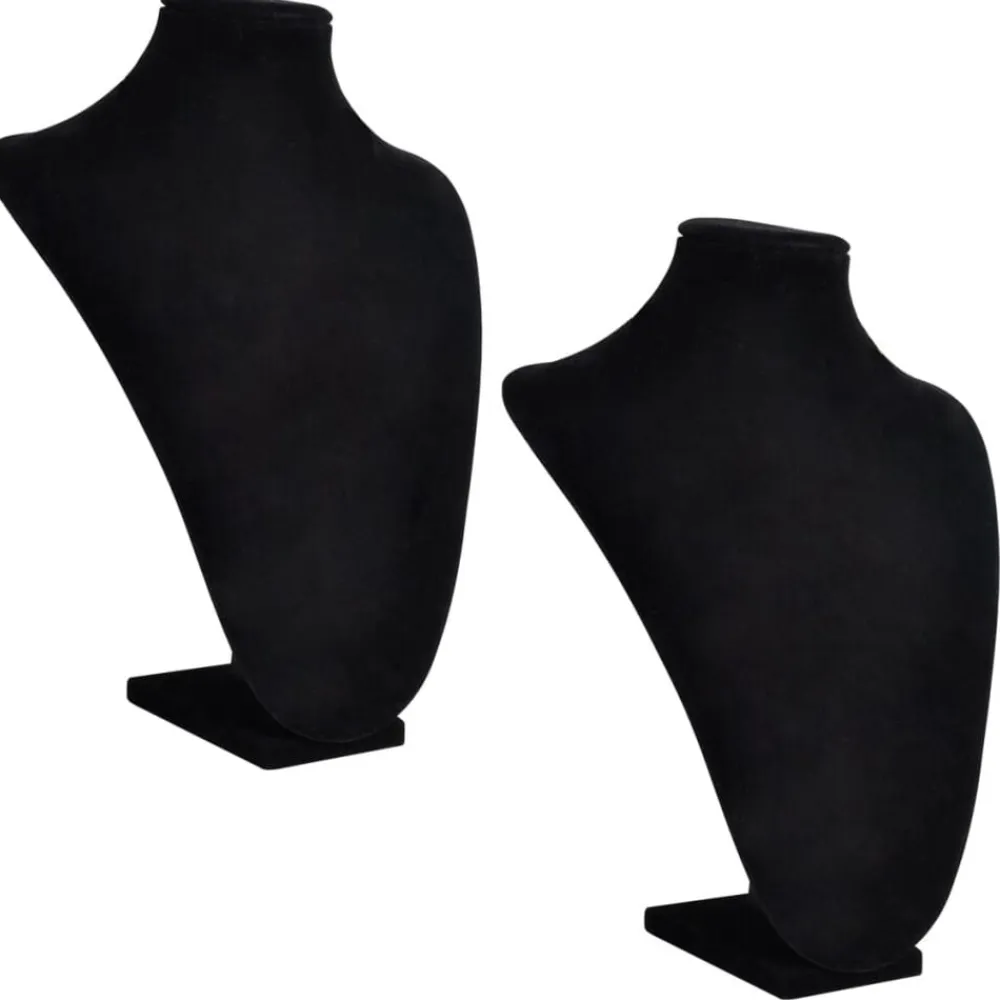 vidaXL Salud Y Belleza-Expositor De Joyas En Forma De Busto Negro - 2Piezas - 23X11,5X30cm