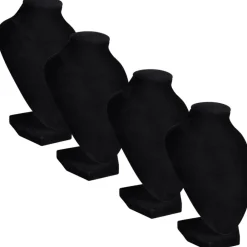 vidaXL Expositor De Joyas En Forma De Busto Negro - 4Piezas - 9X8,5X15cm New