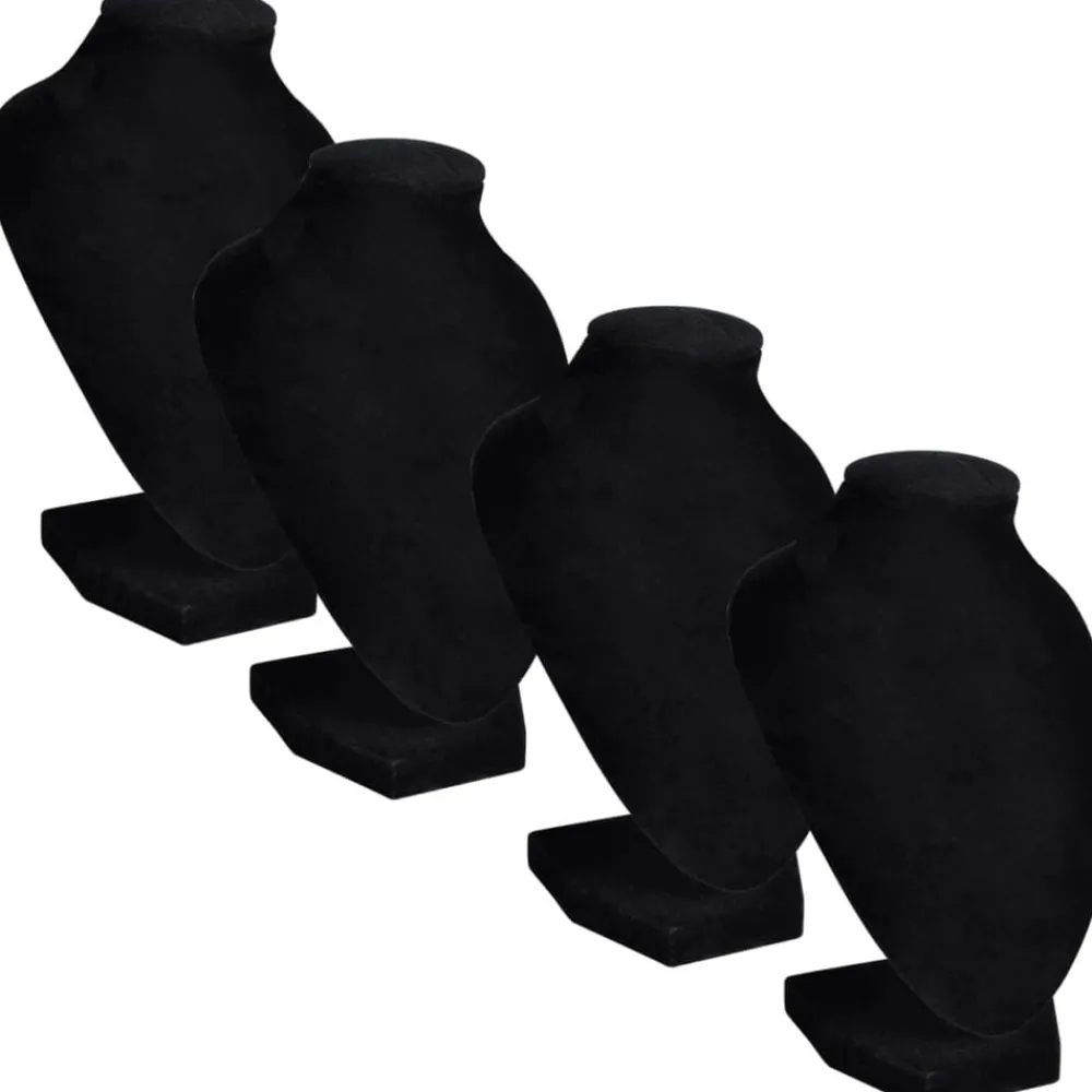vidaXL Expositor De Joyas En Forma De Busto Negro - 4Piezas - 9X8,5X15cm New