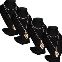 vidaXL Expositor De Joyas En Forma De Busto Negro - 4Piezas - 9X8,5X15cm New