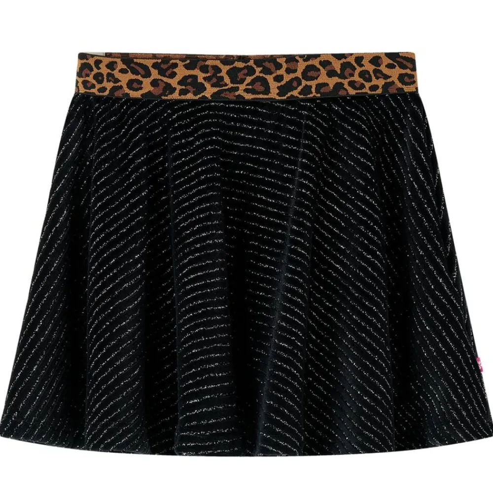 vidaXL Falda infantil con cinturilla de leopardo negro 116