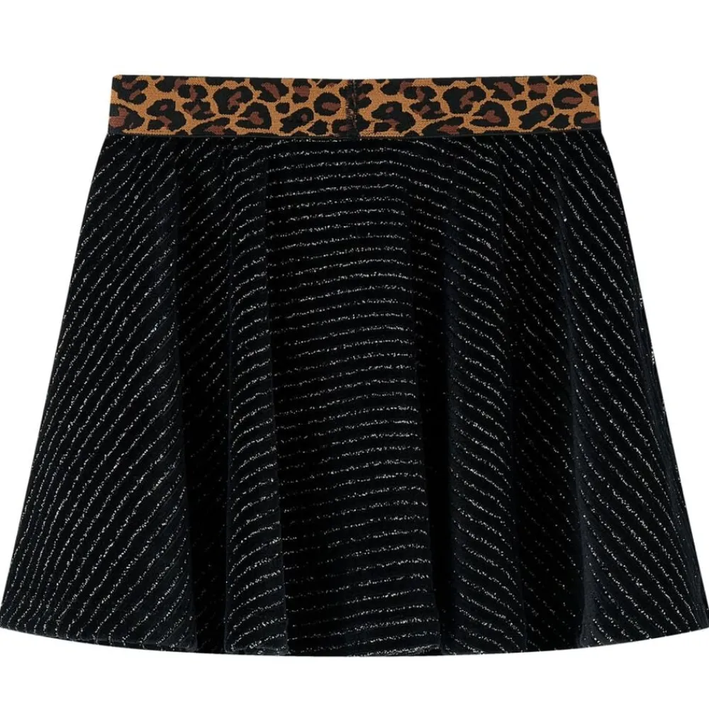 vidaXL Falda infantil con cinturilla de leopardo negro 116