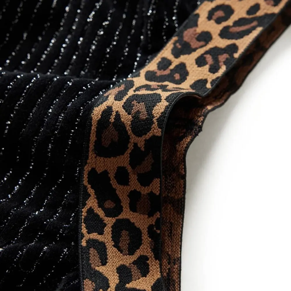 vidaXL Falda infantil con cinturilla de leopardo negro 116