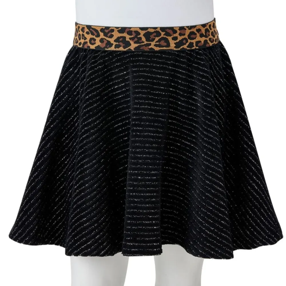 vidaXL Falda infantil con cinturilla de leopardo negro 116